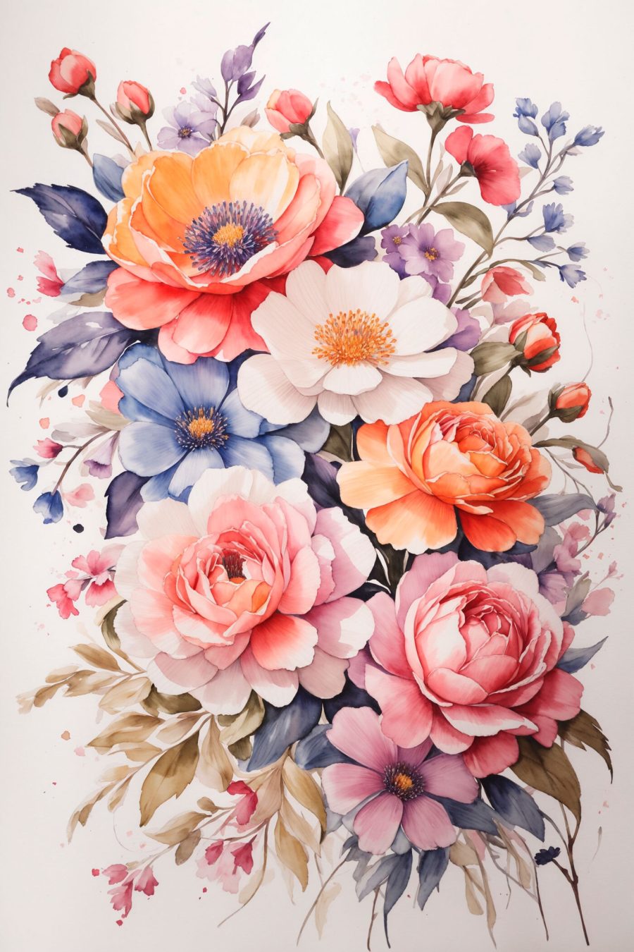 Schilderij van bloemen op een wit oppervlak