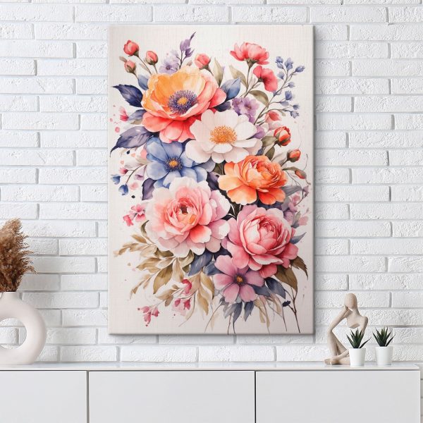 Schilderij van bloemen op een wit oppervlak Schilderij van bloemen op een wit oppervlak