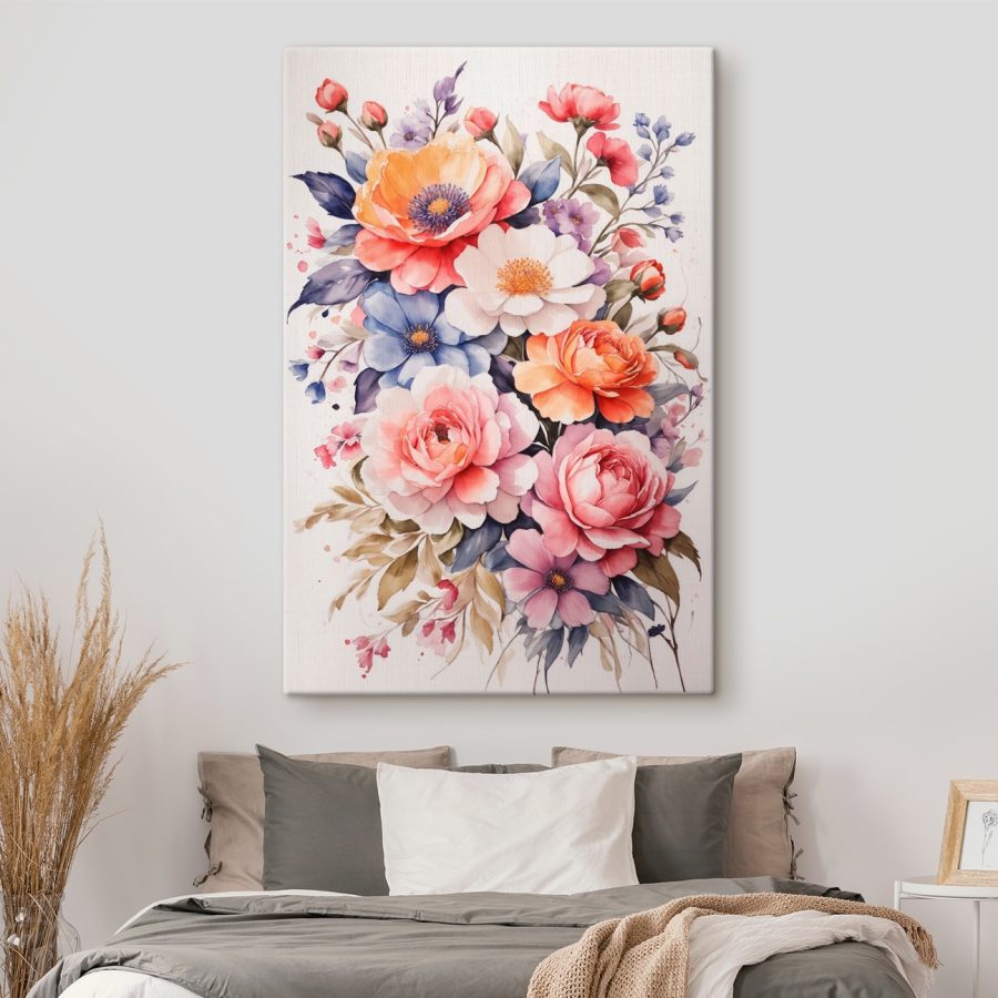 Schilderij van bloemen op een wit oppervlak
