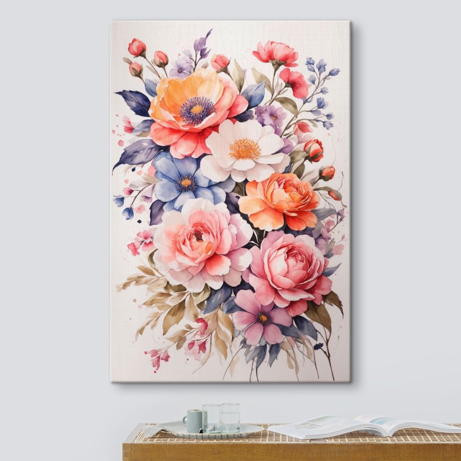 Schilderij van bloemen op een wit oppervlak