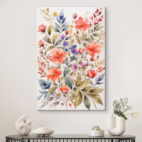 Schilderij van bloemen en bladeren Schilderij van bloemen en bladeren