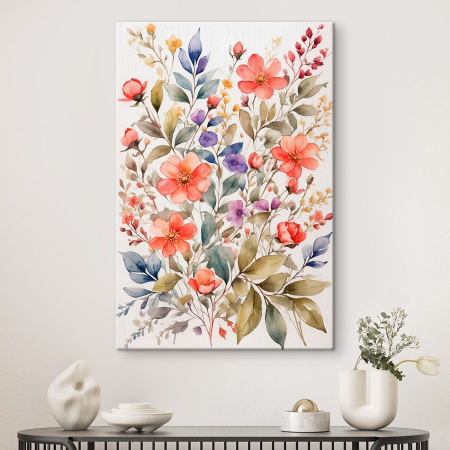 Schilderij van bloemen en bladeren