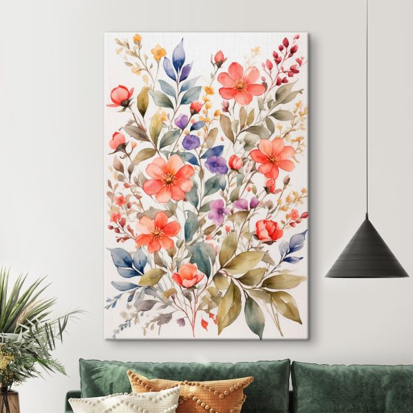 Schilderij van bloemen en bladeren Schilderij van bloemen en bladeren