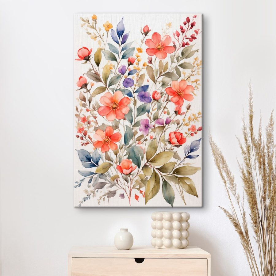 Schilderij van bloemen en bladeren