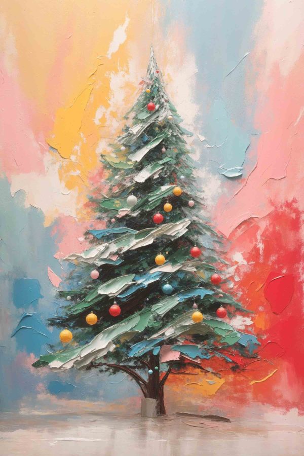Schilderij van een kerstboom Schilderij van een kerstboom