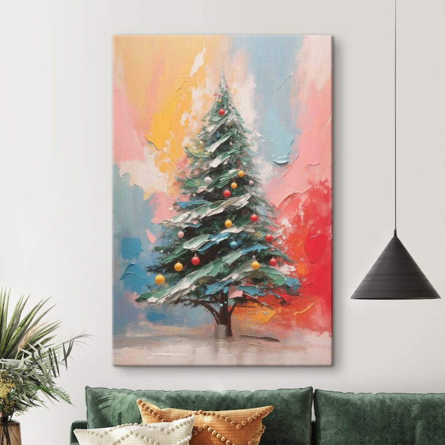 Schilderij van een kerstboom