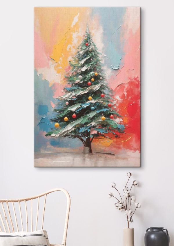 Schilderij van een kerstboom Schilderij van een kerstboom