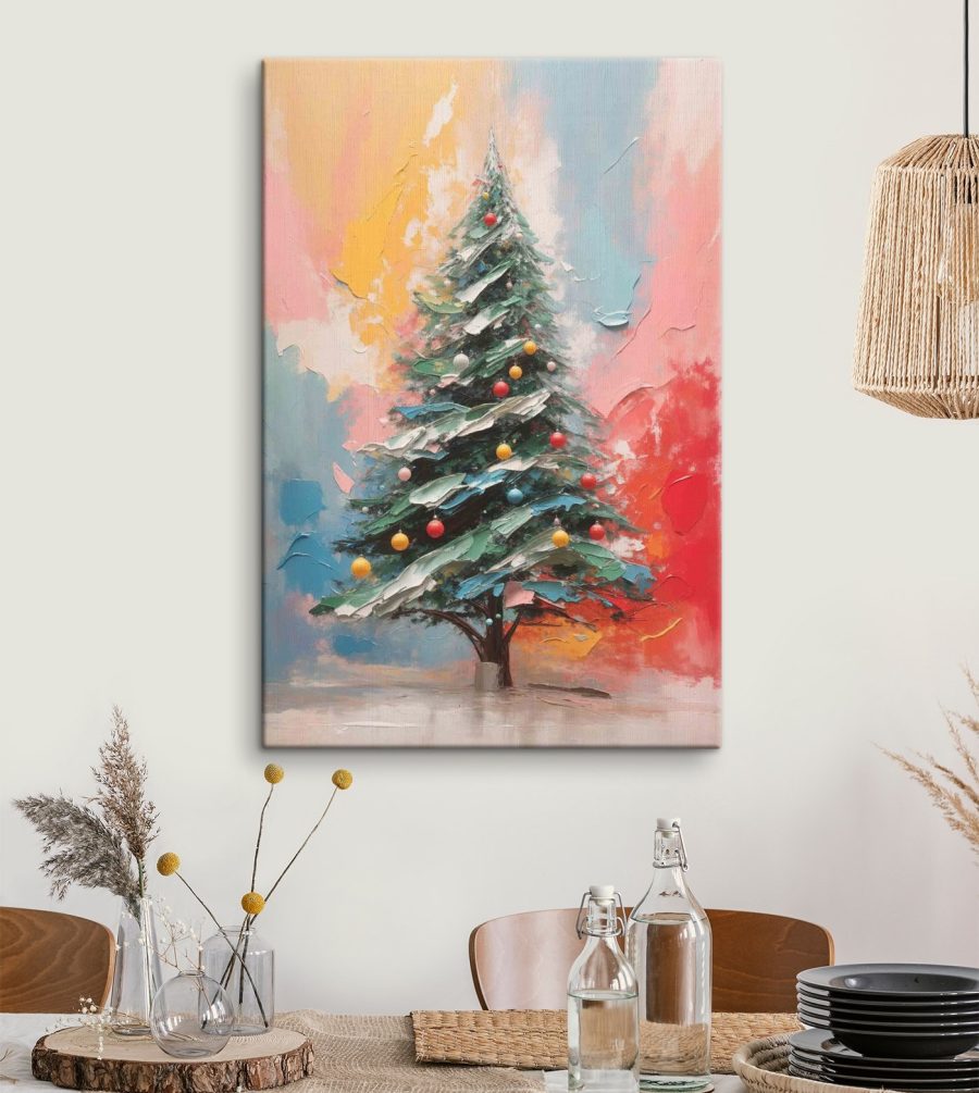 Schilderij van een kerstboom