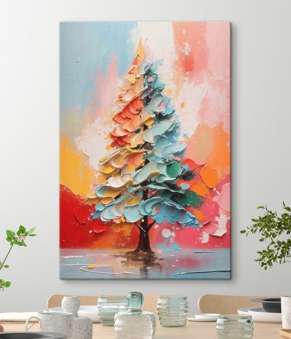 Schilderij van een boom met verschillende kleuren Schilderij van een boom met verschillende kleuren