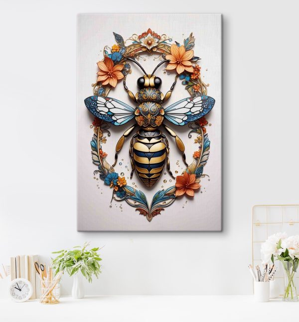 Bij met bloemen eromheen Bij met bloemen eromheen
