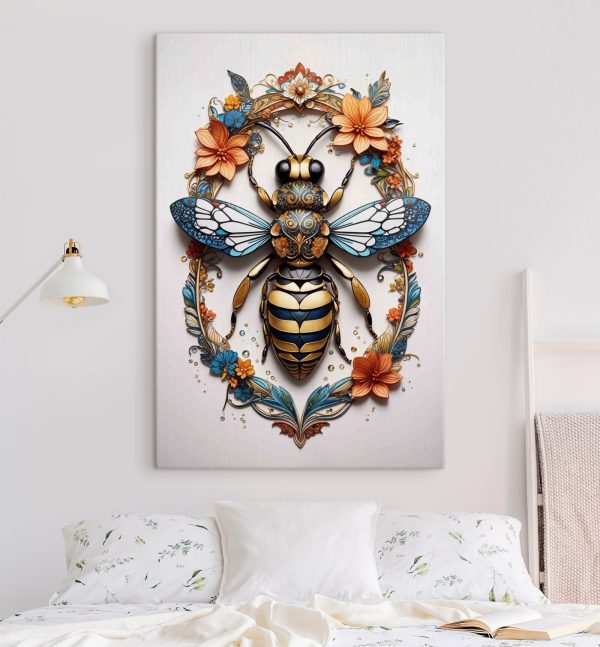 Bij met bloemen eromheen Bij met bloemen eromheen