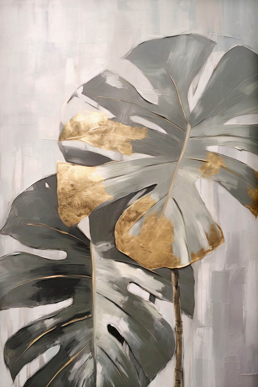 Abstract Monstera met Metaalaccenten