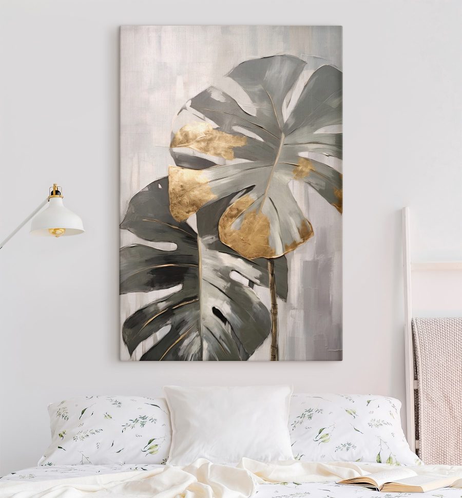 Abstract Monstera met Metaalaccenten
