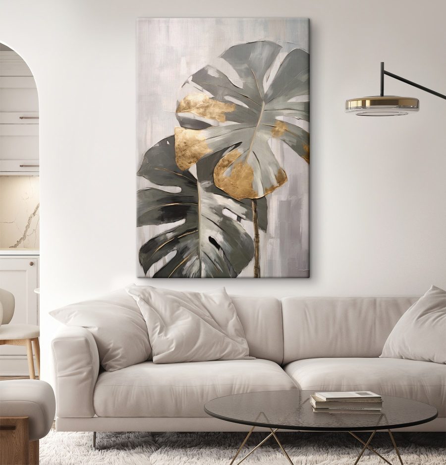 Abstract Monstera met Metaalaccenten