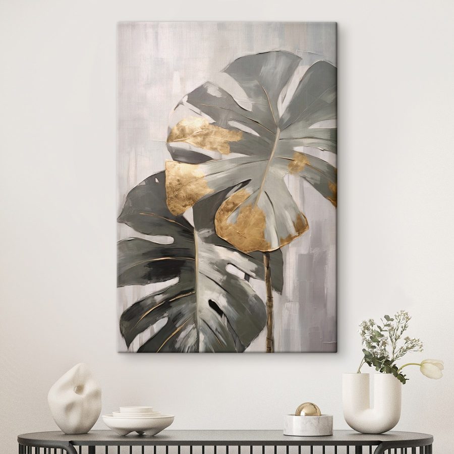 Abstract Monstera met Metaalaccenten