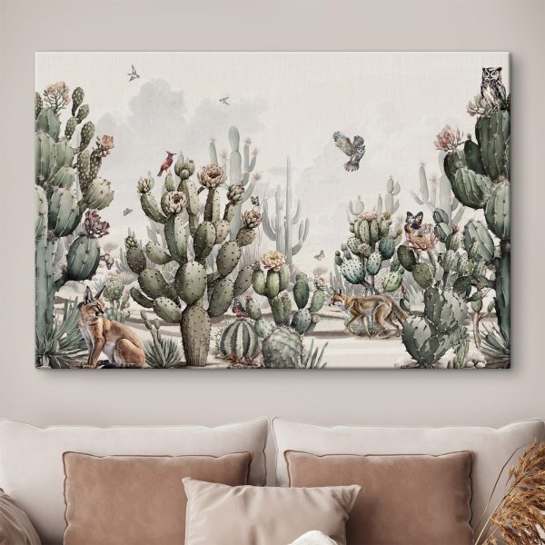 Groep cactussen en vogels Groep cactussen en vogels
