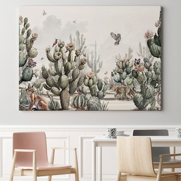 Groep cactussen en vogels Groep cactussen en vogels