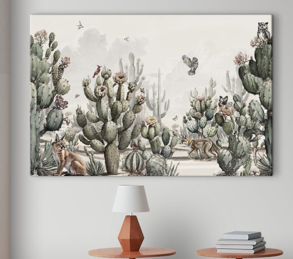 Groep cactussen en vogels Groep cactussen en vogels