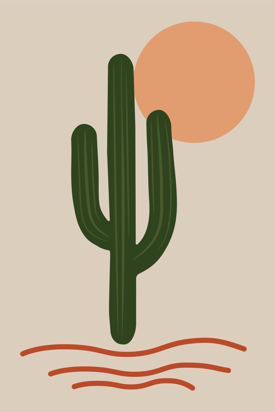 Cactus met een zon erachter