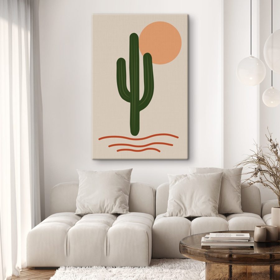 Cactus met een zon erachter