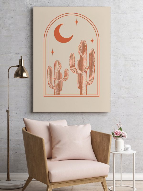 Grafiek van een cactus en een maan Grafiek van een cactus en een maan