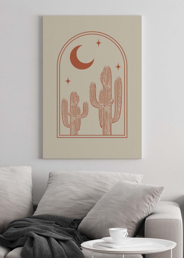 Grafiek van een cactus en een maan Grafiek van een cactus en een maan
