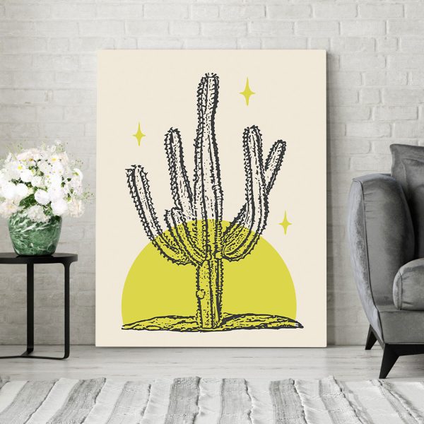 Cactus met gele cirkel en sterren Cactus met gele cirkel en sterren