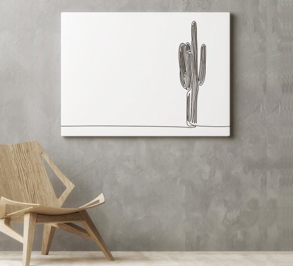 Cactus in één lijn getekend Cactus in één lijn getekend