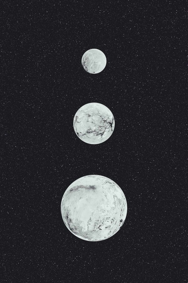 Groep witte planeten op een rij Groep witte planeten op een rij