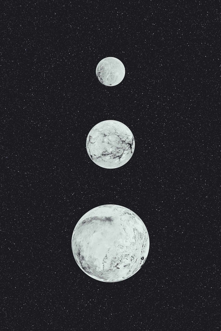 Groep witte planeten op een rij Groep witte planeten op een rij