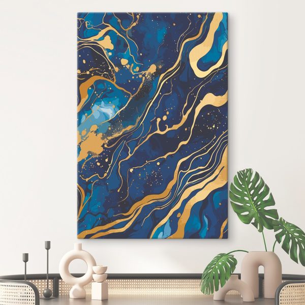 Blauwe zee ontmoet woestijnzand Canvas Schilderijen Blauwe zee ontmoet woestijnzand