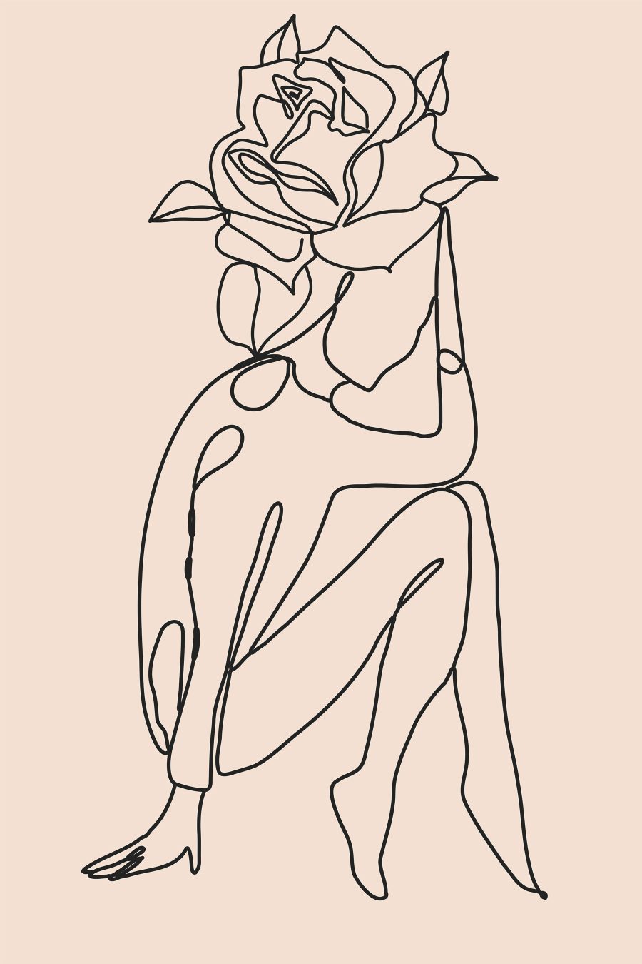 Tekening van een persoon met een roos