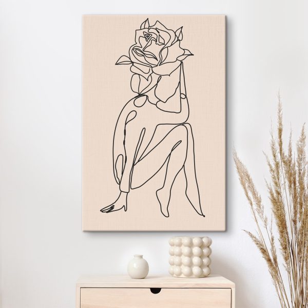 Tekening van een persoon met een roos Tekening van een persoon met een roos