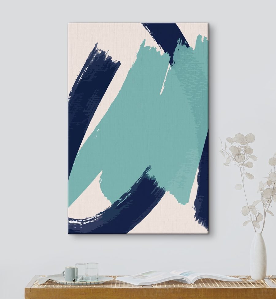 Blauwe en witte penseelstreken