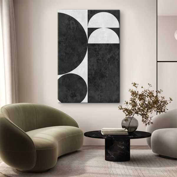 Black and white background with circles and a square Black and white background with circles and a square