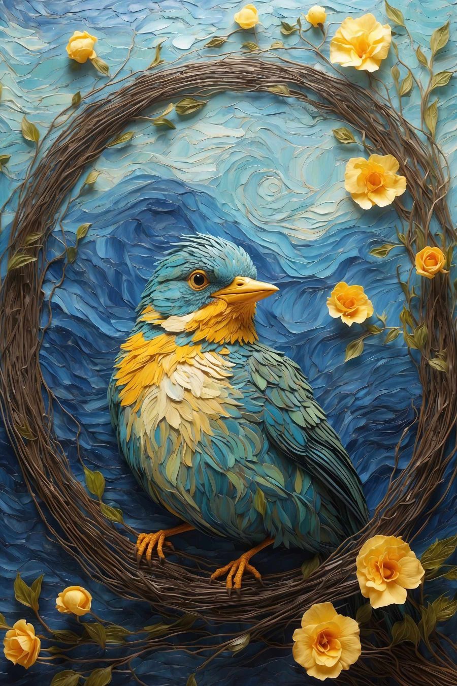 Vogel in een krans