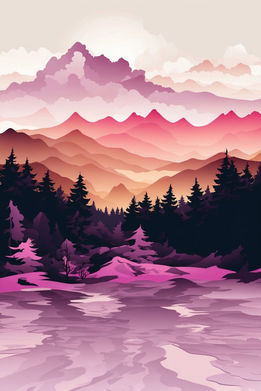 Landschap met bergen en bomen Landschap met bergen en bomen
