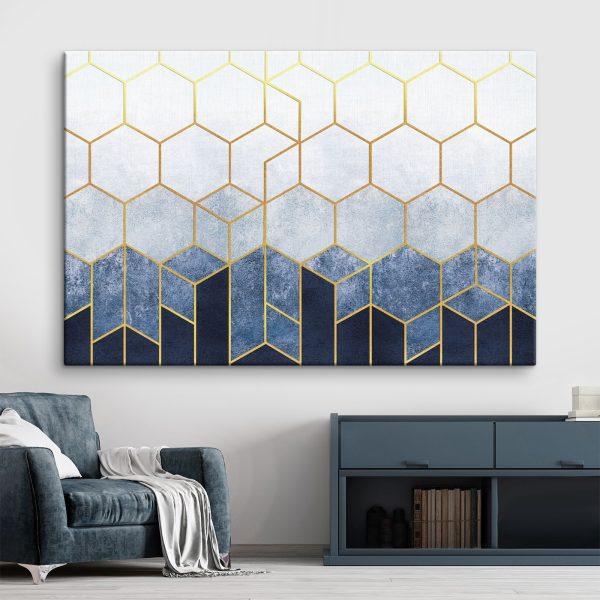 Blauw en wit hexagonenpatroon Blauw en wit hexagonenpatroon
