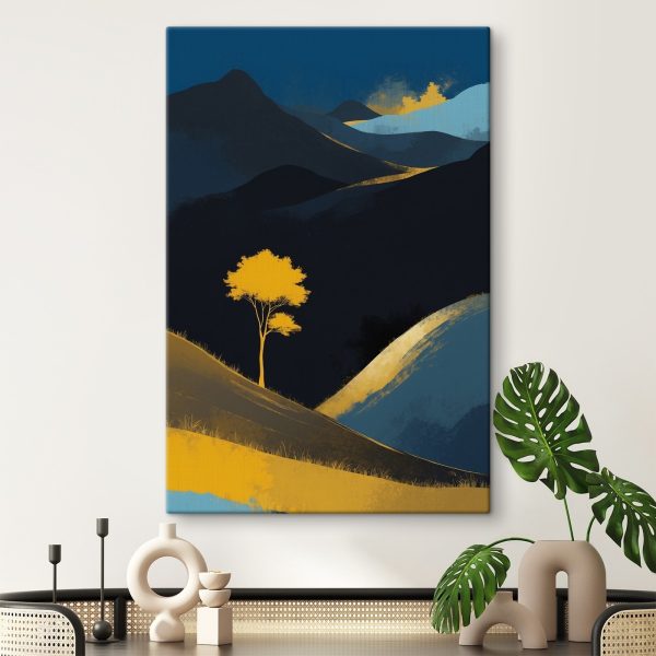 Gele boom op een heuvel Gele boom op een heuvel