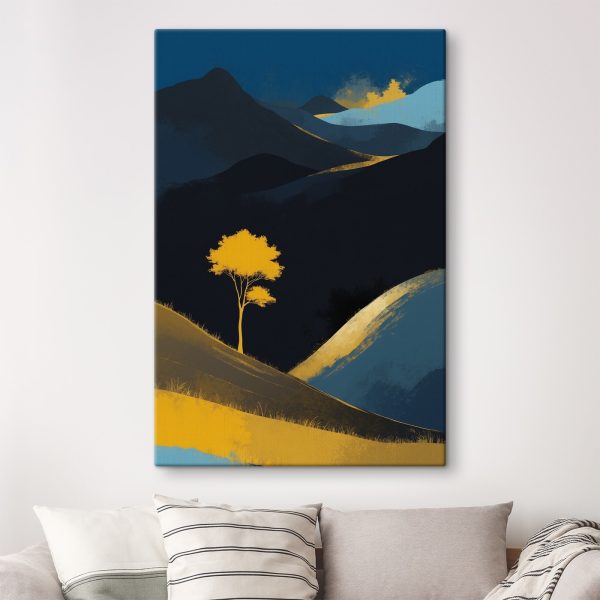 Gele boom op een heuvel Gele boom op een heuvel