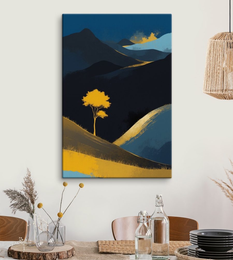 Gele boom op een heuvel Gele boom op een heuvel