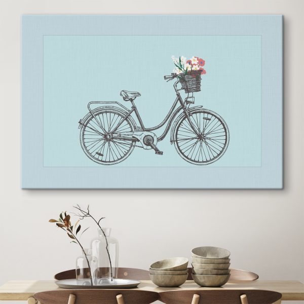 Fiets met bloemen in een mand Fiets met bloemen in een mand