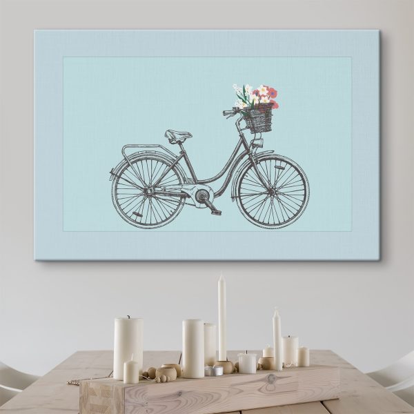 Fiets met bloemen in een mand Fiets met bloemen in een mand