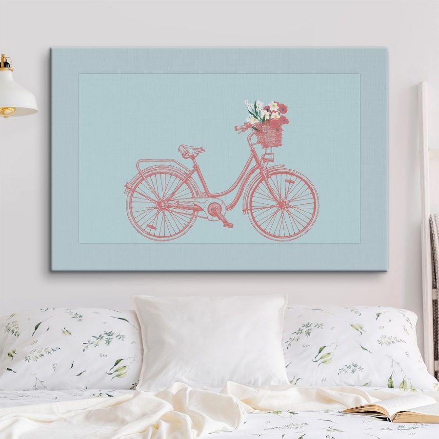 Fiets met bloemen in een mand Fiets met bloemen in een mand