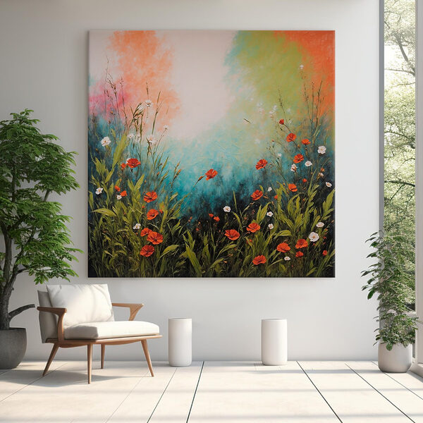 Schilderen van bloemen en gras Schilderen van bloemen en gras