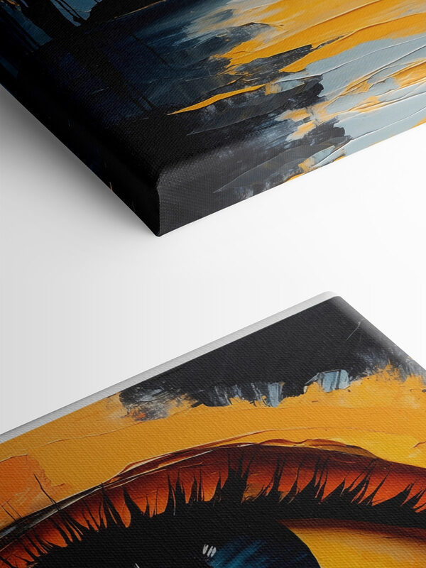 Schilderij van een oog en een zonsondergang Schilderij van een oog en een zonsondergang