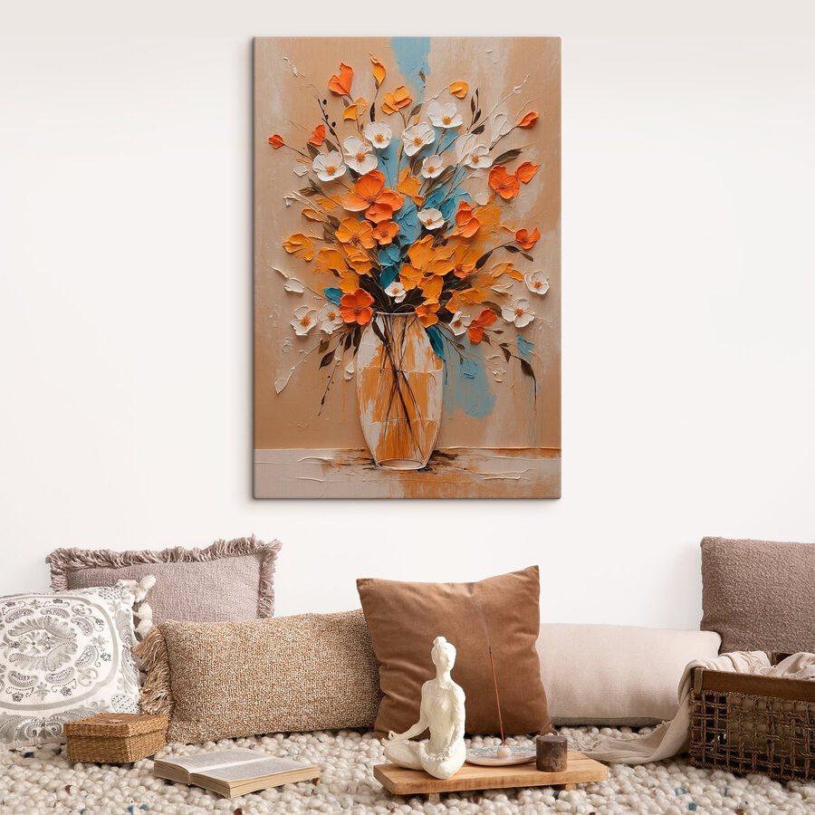 Schilderij van bloemen in een vaas