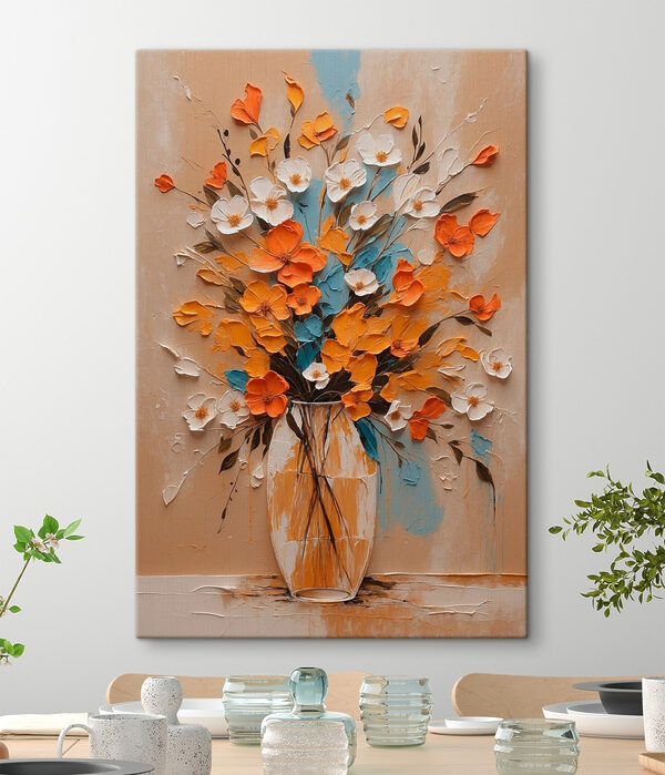 Schilderij van bloemen in een vaas Schilderij van bloemen in een vaas