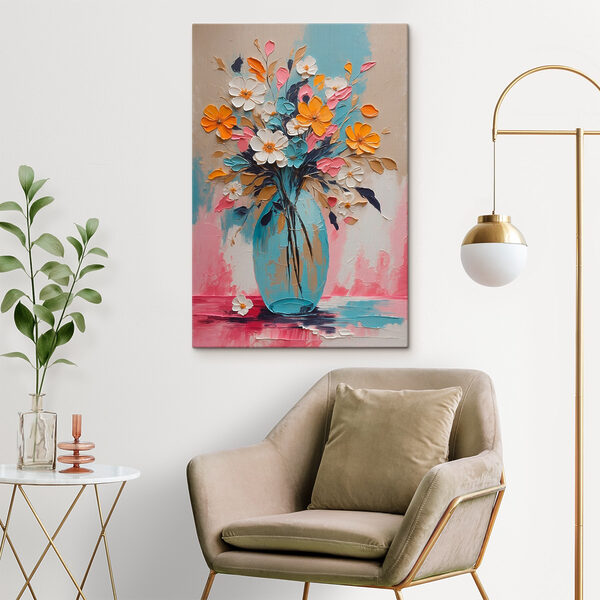 Schilderij van bloemen in een vaas Schilderij van bloemen in een vaas