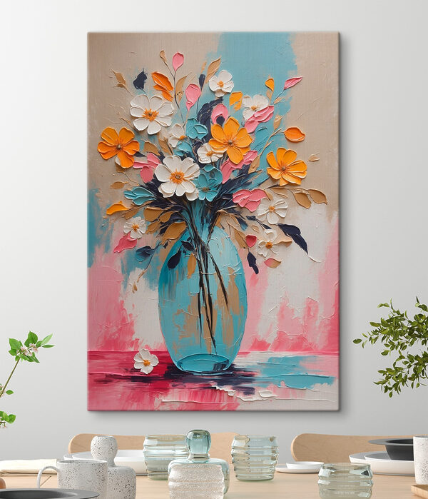 Schilderij van bloemen in een vaas Schilderij van bloemen in een vaas